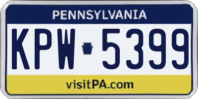 PA license plate KPW5399