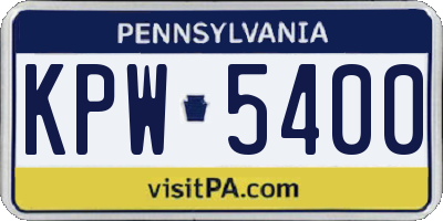 PA license plate KPW5400
