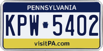 PA license plate KPW5402
