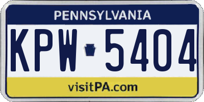 PA license plate KPW5404