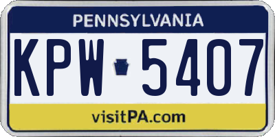 PA license plate KPW5407