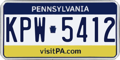 PA license plate KPW5412