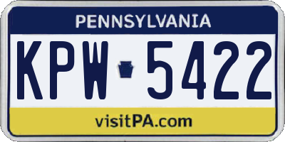 PA license plate KPW5422