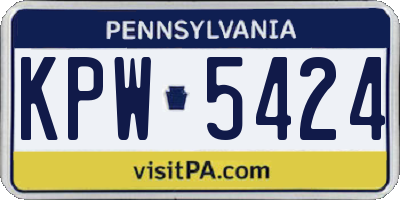 PA license plate KPW5424