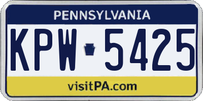PA license plate KPW5425