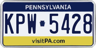 PA license plate KPW5428