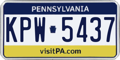 PA license plate KPW5437