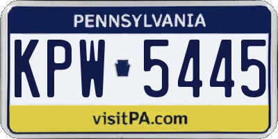 PA license plate KPW5445
