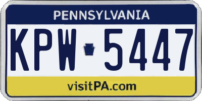 PA license plate KPW5447