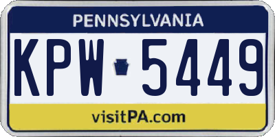 PA license plate KPW5449