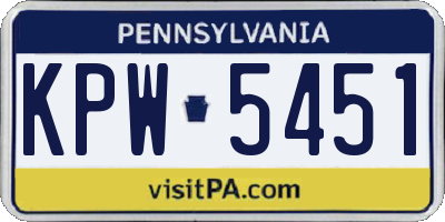 PA license plate KPW5451