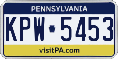 PA license plate KPW5453