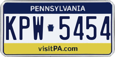PA license plate KPW5454