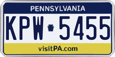 PA license plate KPW5455
