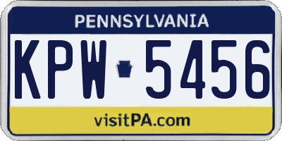 PA license plate KPW5456