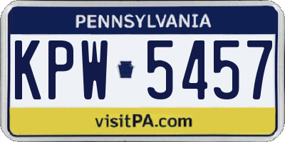 PA license plate KPW5457