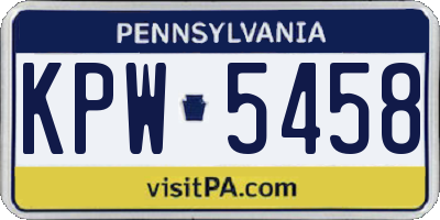 PA license plate KPW5458