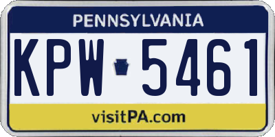 PA license plate KPW5461
