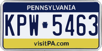 PA license plate KPW5463