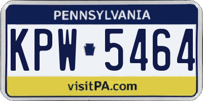 PA license plate KPW5464