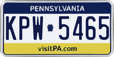 PA license plate KPW5465