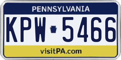 PA license plate KPW5466