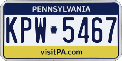 PA license plate KPW5467