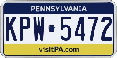 PA license plate KPW5472