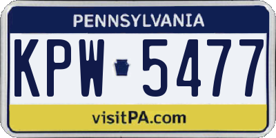 PA license plate KPW5477