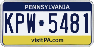 PA license plate KPW5481