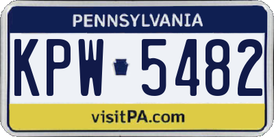 PA license plate KPW5482
