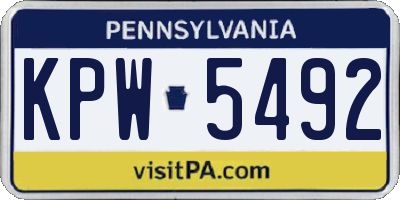 PA license plate KPW5492