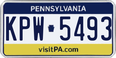 PA license plate KPW5493