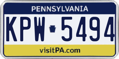 PA license plate KPW5494