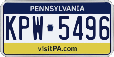 PA license plate KPW5496