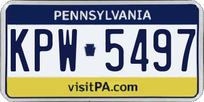 PA license plate KPW5497
