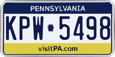 PA license plate KPW5498
