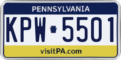 PA license plate KPW5501
