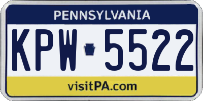 PA license plate KPW5522
