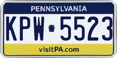 PA license plate KPW5523