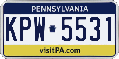 PA license plate KPW5531