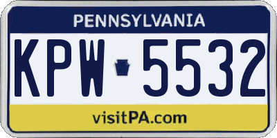 PA license plate KPW5532