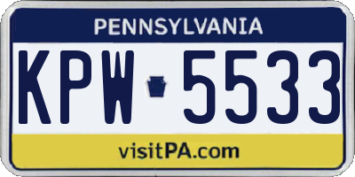 PA license plate KPW5533
