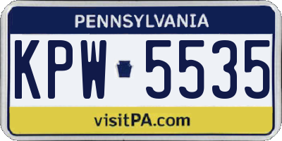 PA license plate KPW5535