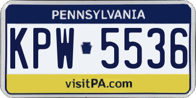 PA license plate KPW5536
