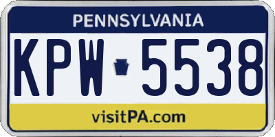 PA license plate KPW5538