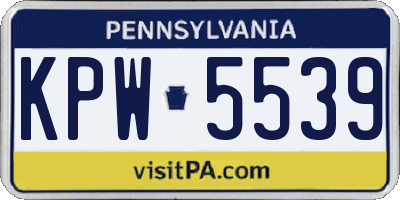 PA license plate KPW5539