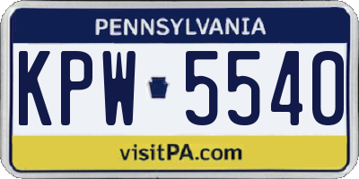 PA license plate KPW5540