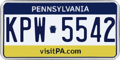 PA license plate KPW5542
