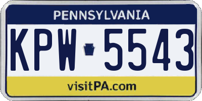 PA license plate KPW5543